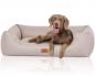 Preview: Knuffelwuff Hundebett Emma aus Velours mit feinem Handwebcharakter in Pastellfarben